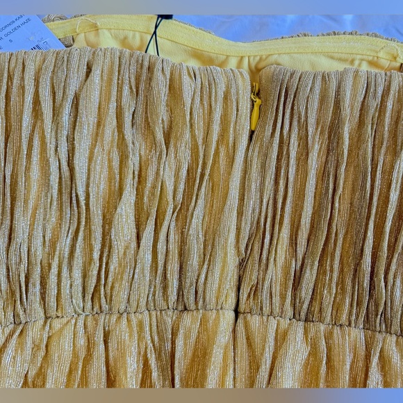 DRESS THE POPULATION Strapless Yellow Dress 
Ombre pleated plisse,  Size S - Picture 10 of 10